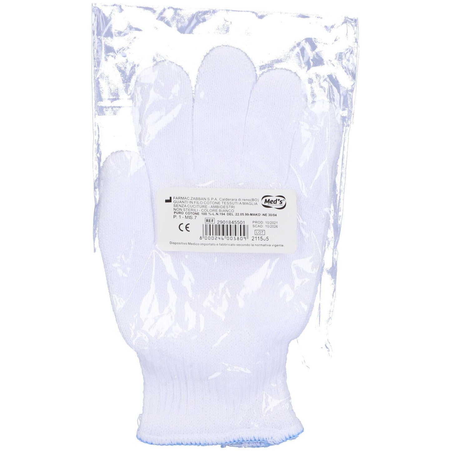 900819374 - GUANTO COTONE BIANCO 7 BUSTA