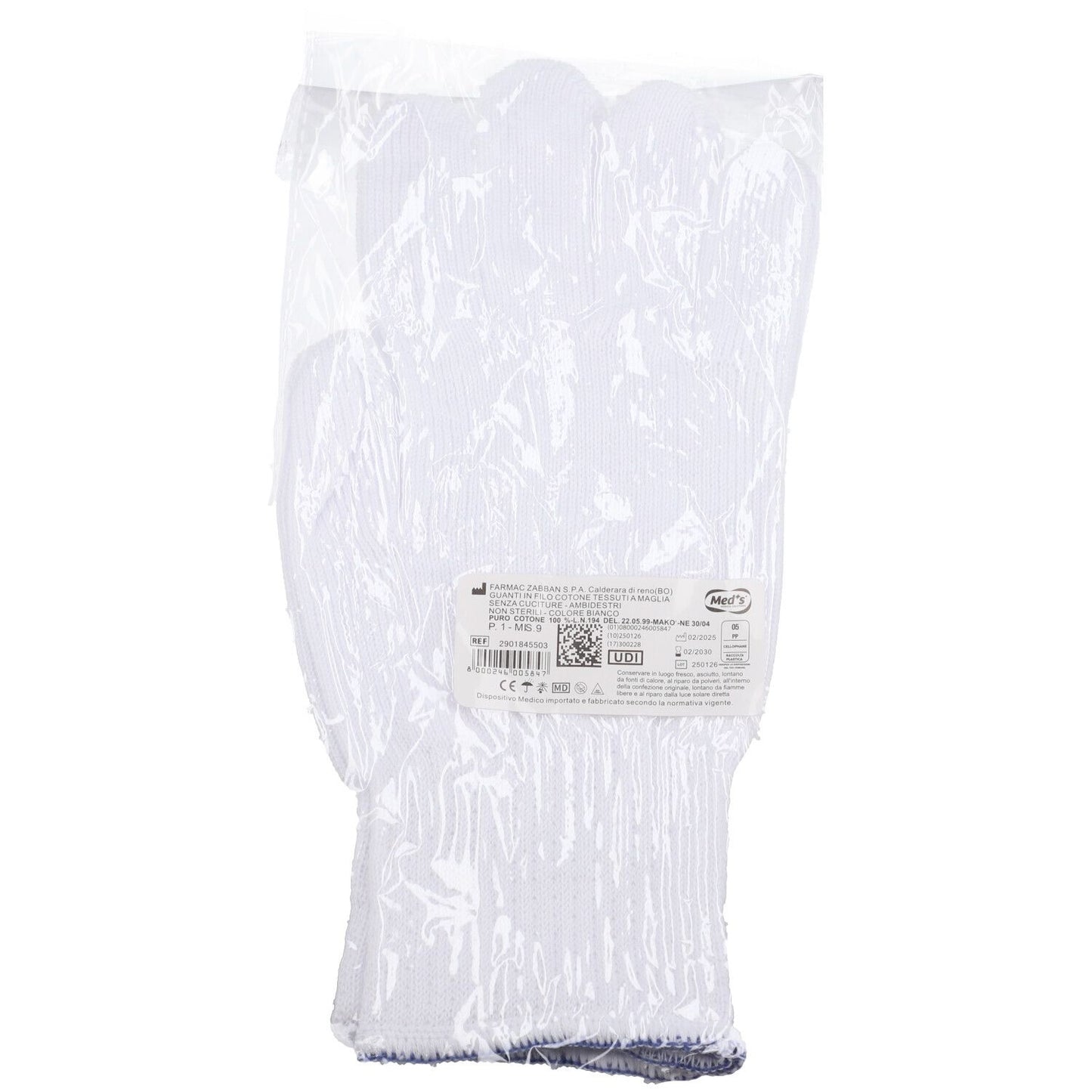 FARMAC-ZABBAN Guanti Cotone Bianco Mis.9