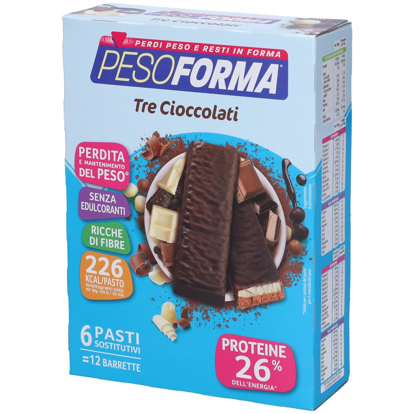 PESOFORMA Barrette Tre Cioccolati 12pz