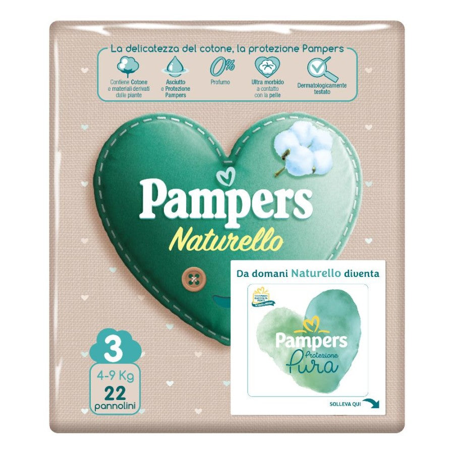 PAMPERS NATURELLO Pannol.3 Midi 4-9Kg 22pz