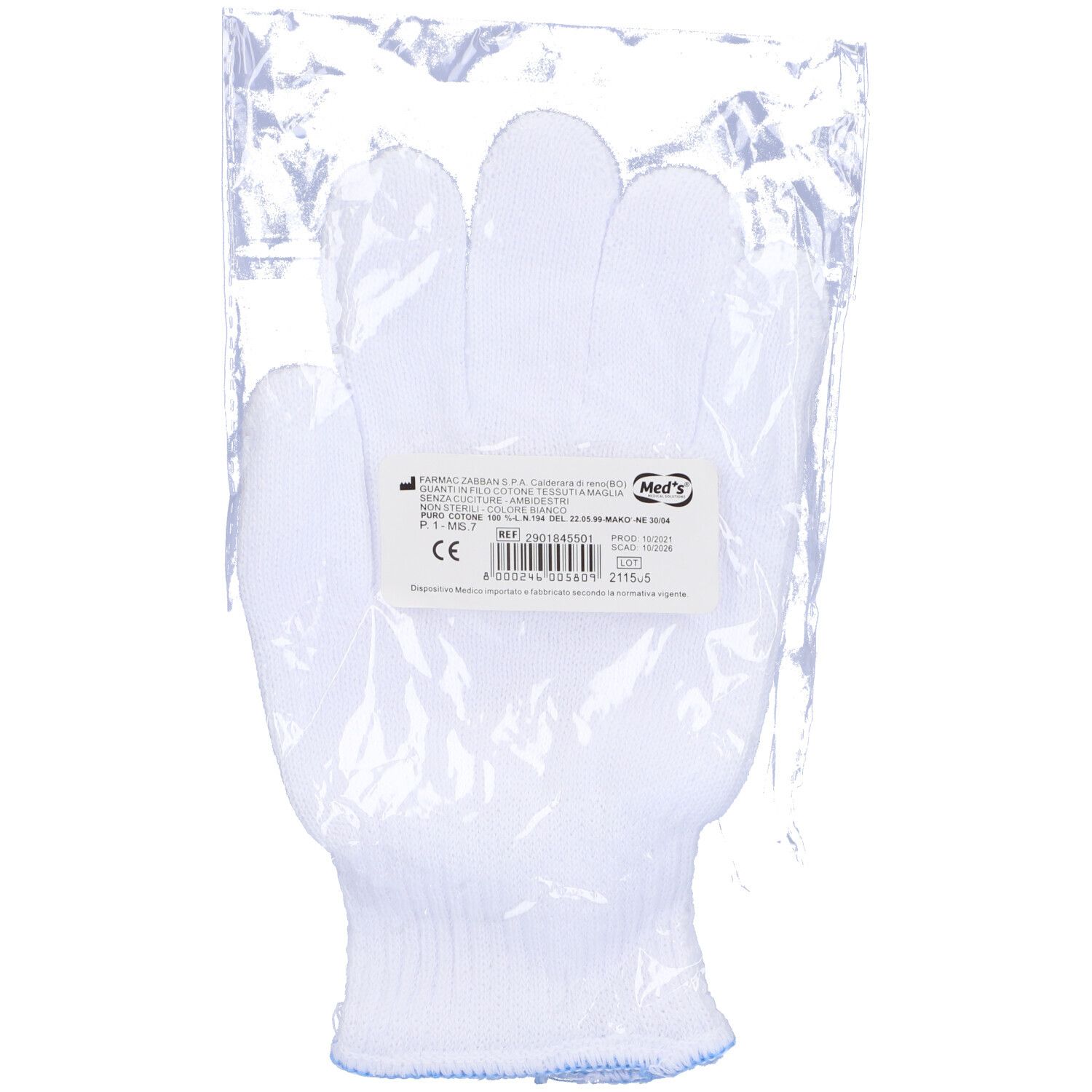 900819374 - GUANTO COTONE BIANCO 7 BUSTA