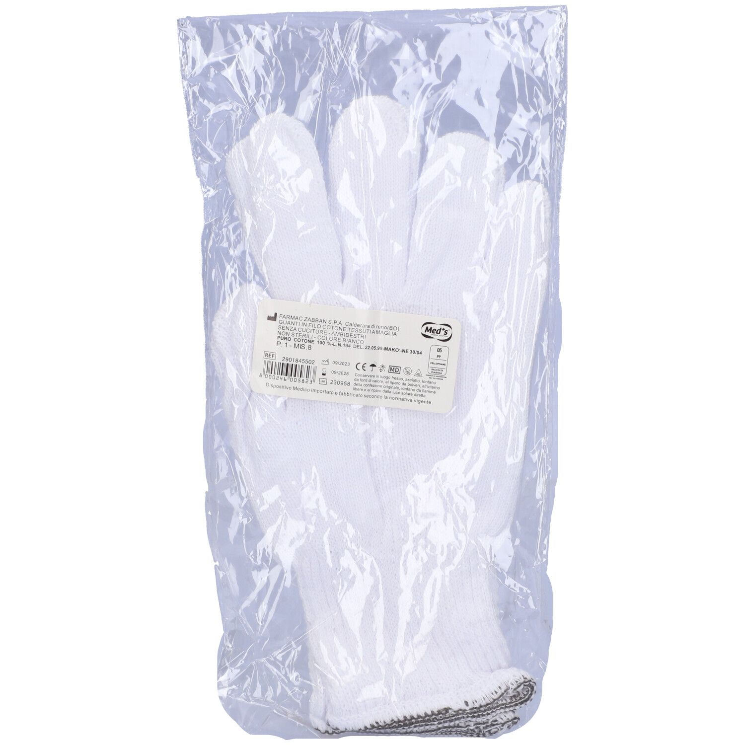 FARMAC-ZABBAN Guanti Cotone Bianco Mis.8
