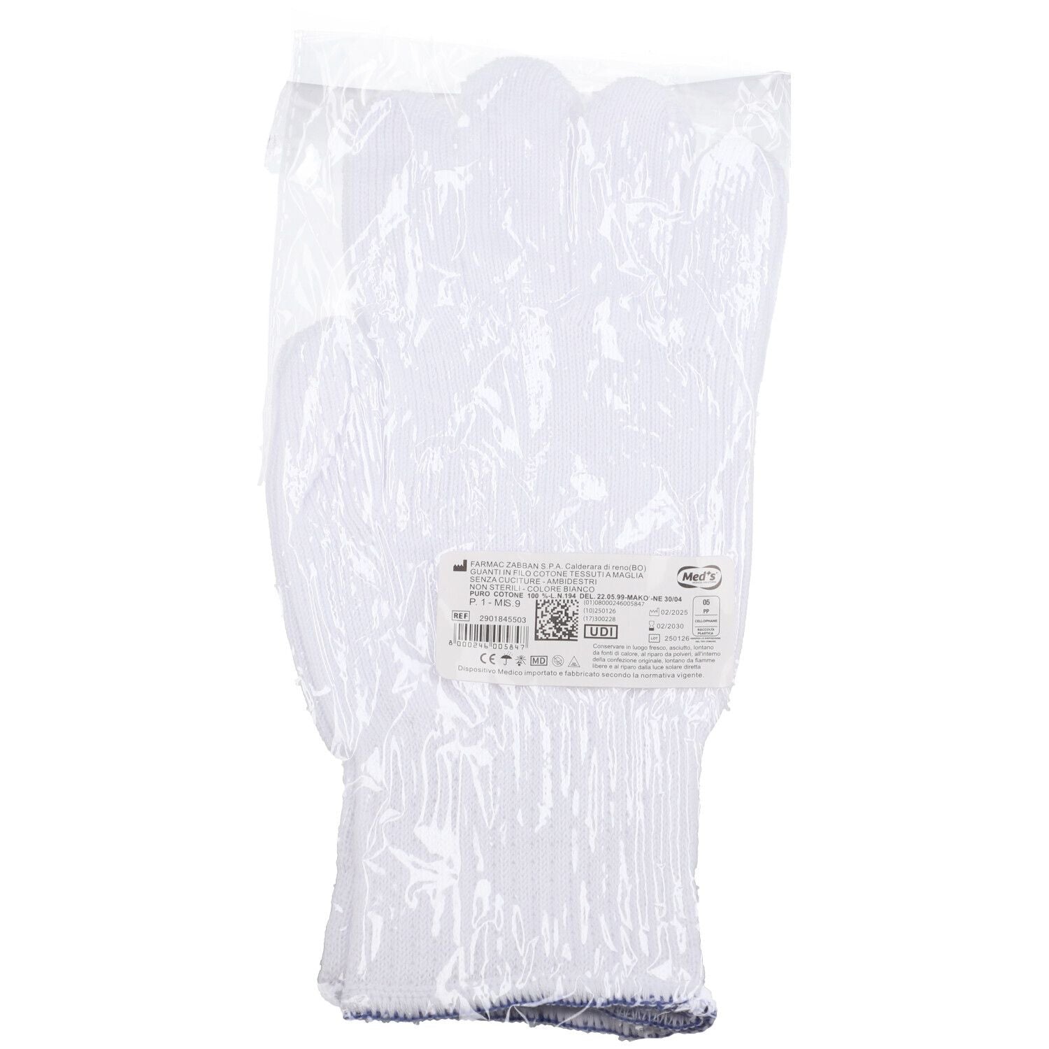FARMAC-ZABBAN Guanti Cotone Bianco Mis.9