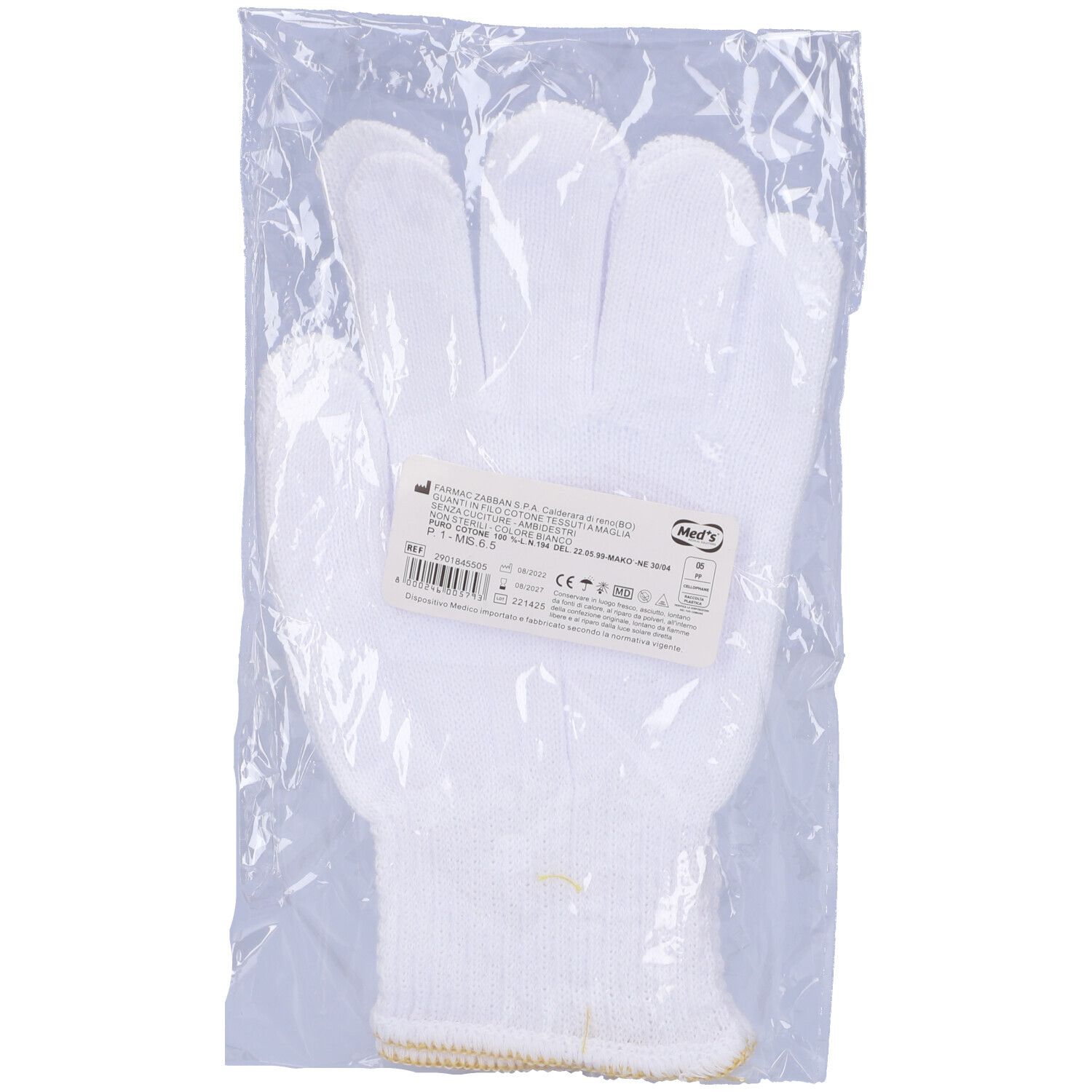 FARMAC-ZABBAN Guanti Cotone Bianco Mis.6�