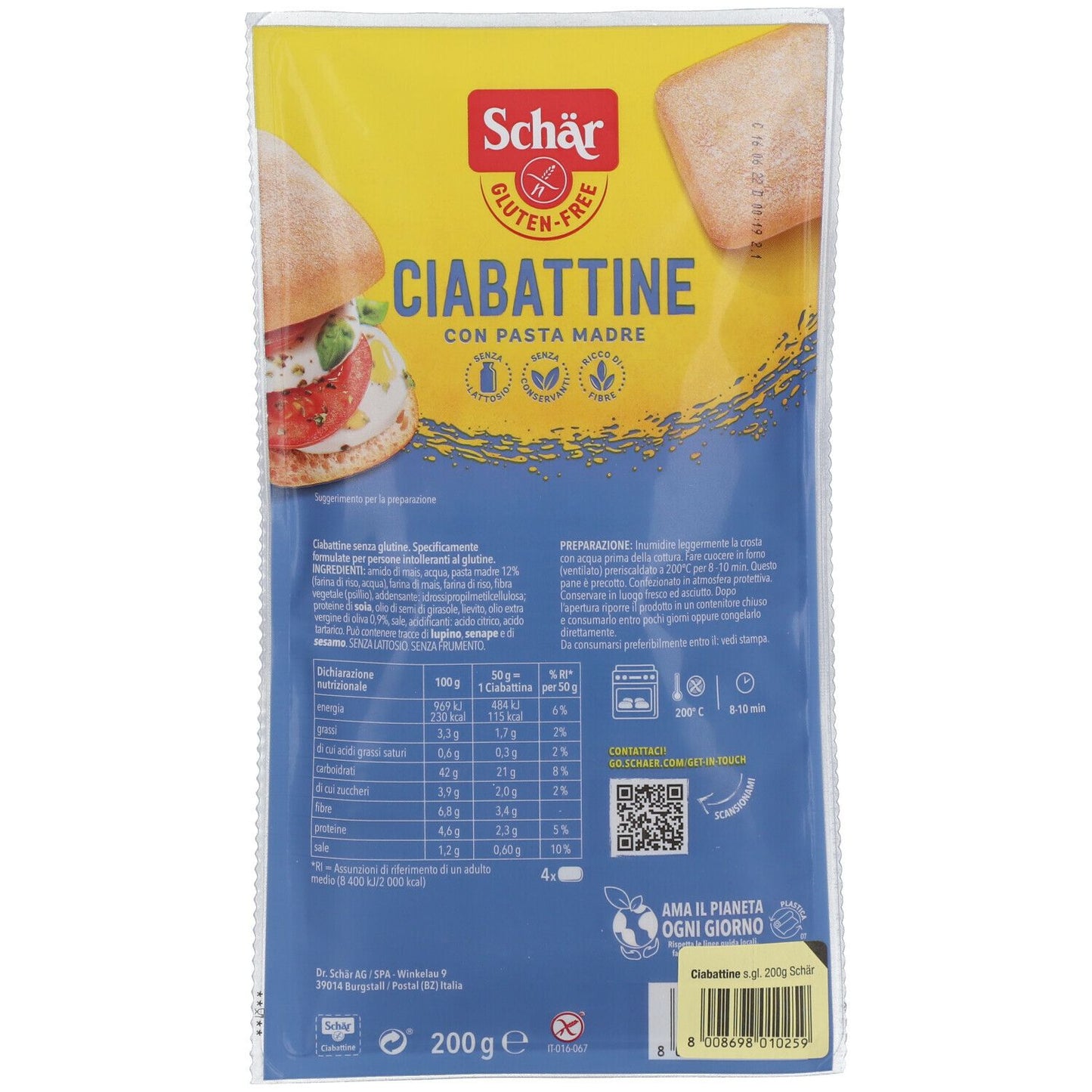 912156650 - SCHAR CIABATTINA PANE 200G