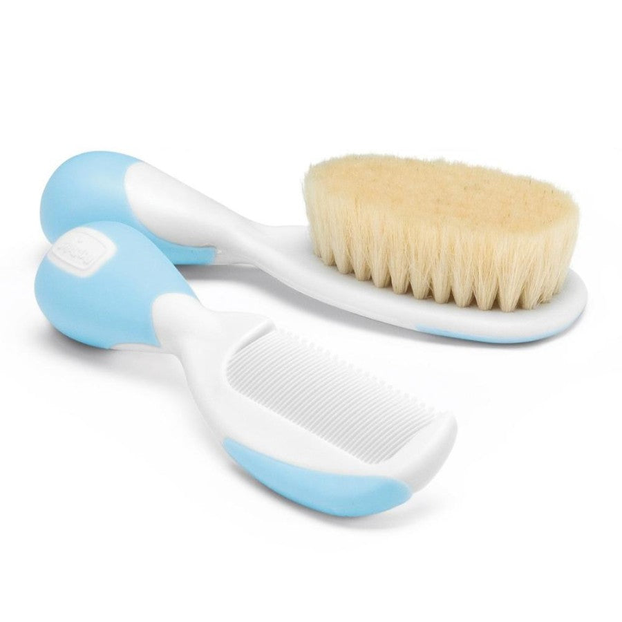CHICCO Spazzola + Pettine Nat.Azzurro 0m+
