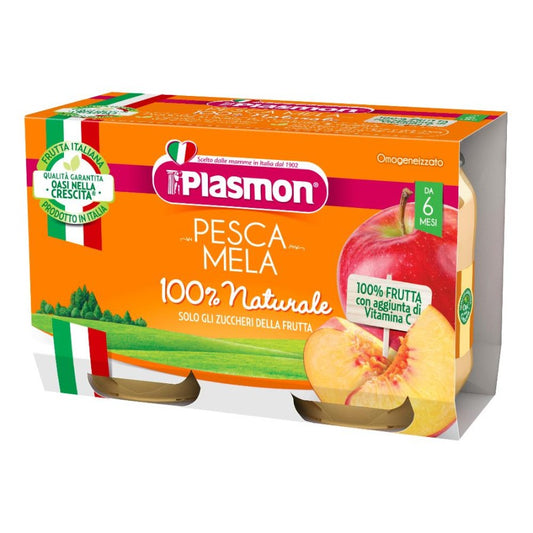 PLASMON Omog.Pesca/Mela 2x104g