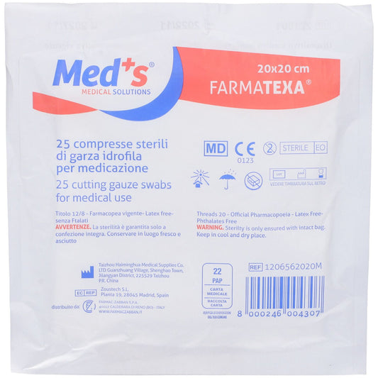 MEDS GARZA 12/8 20X20CM 25PZ