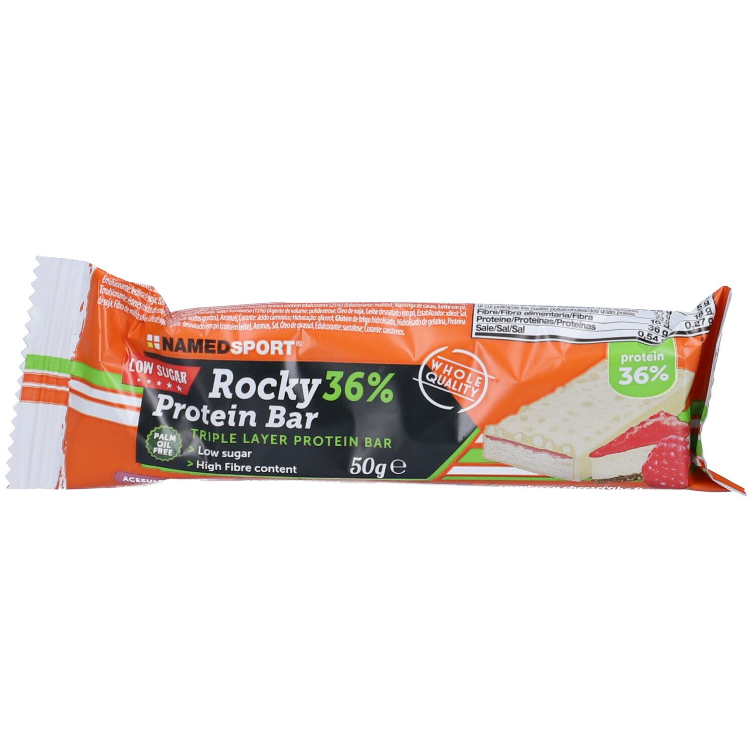 977219841 - ROCKY 36% PROT BAR RASPBER 50G