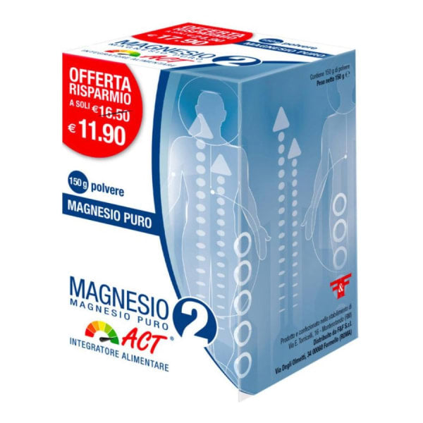 Magnesio 2 Act Puro in Polvere 150g - Integratore Alimentare