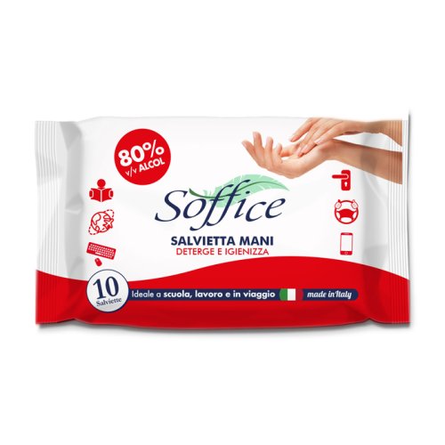 SOFFICE Salviette Mani 80% Alc.10pz