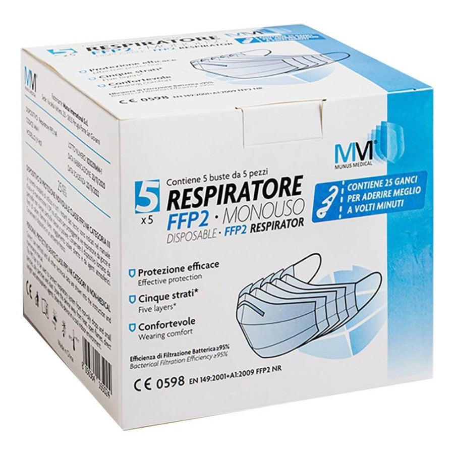 MUNUSMED Respiratore FFP2+Ganci 5x5pz