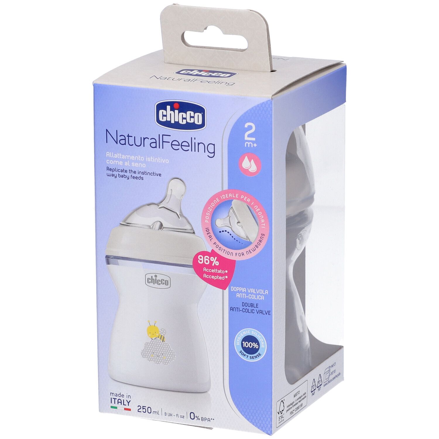 CH BIBERON NF PP 2M+ 250ML UNI